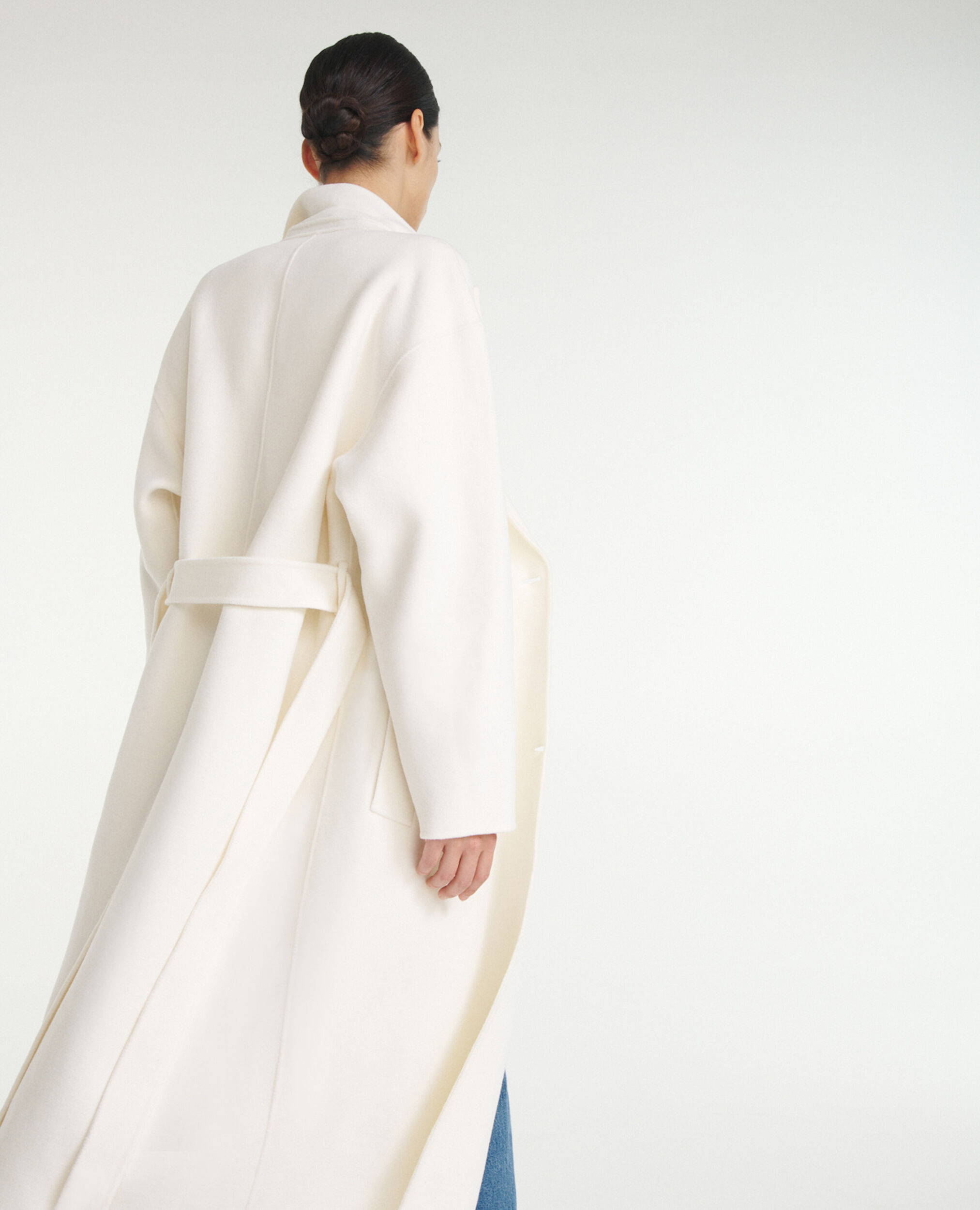 Abrigo lana blanco crudo doble cara oversize, ECRU, hi-res image number null