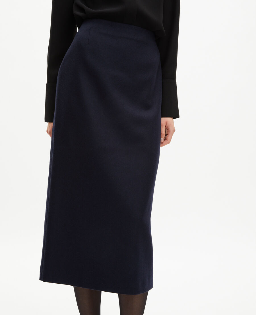 The Kooples F NAVY long navy pencil skirt