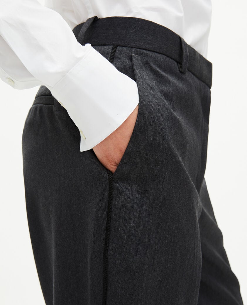 The Kooples WOMEN ANTHRACITE dark gray wool straight pants