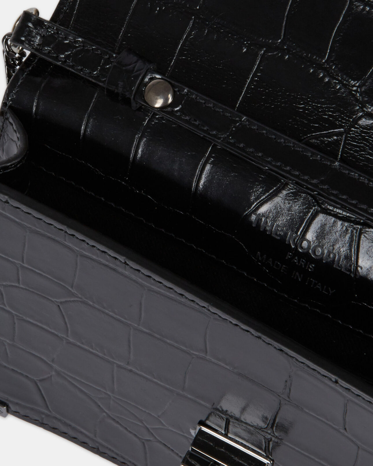 The Kooples WOMEN BLACK medium emily pouch in black leather