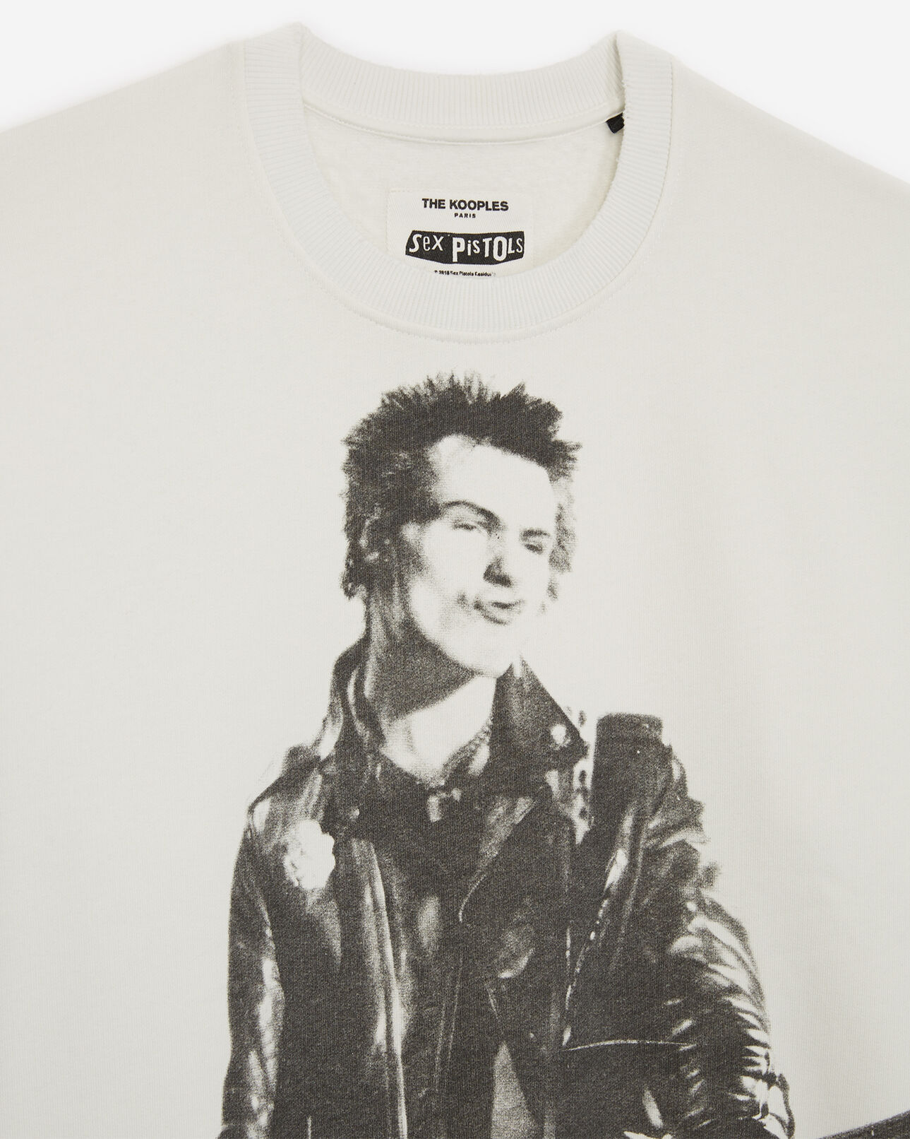 The Kooples HOMME ECRU sweat blanc en coton à sérigraphie sex pistols