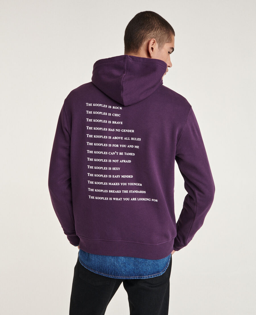 purple sweatshirt with screen print what is