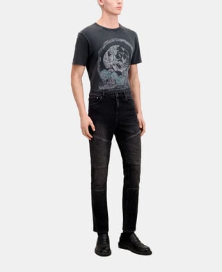 The Kooples HOMME BLACK WASHED jean biker slim noir