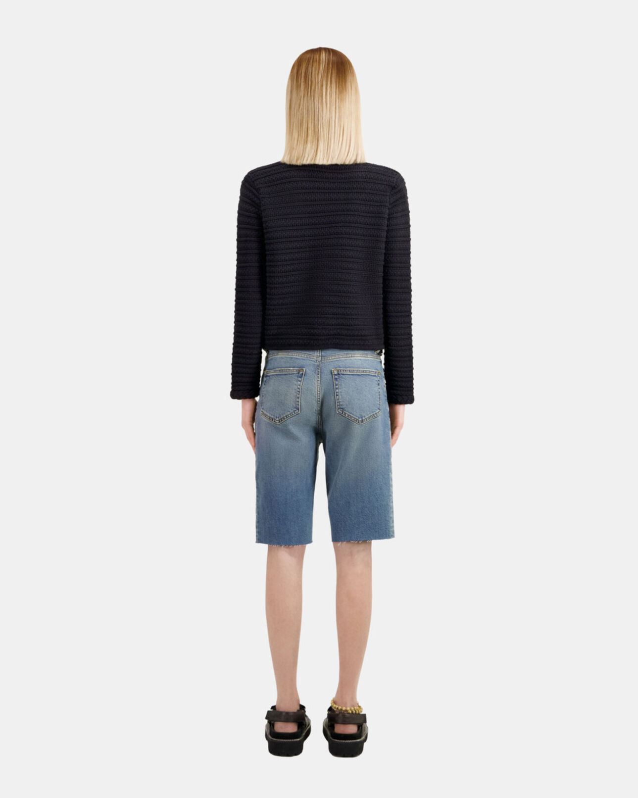The Kooples FEMME BLACK cardigan en maille torsadée noir