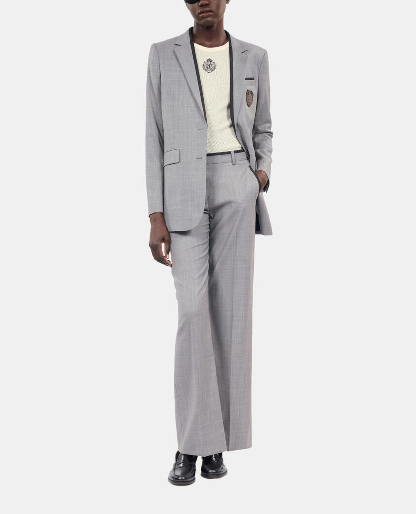 The Kooples WOMEN BEIGE MELANGE taupe wool suit jacket