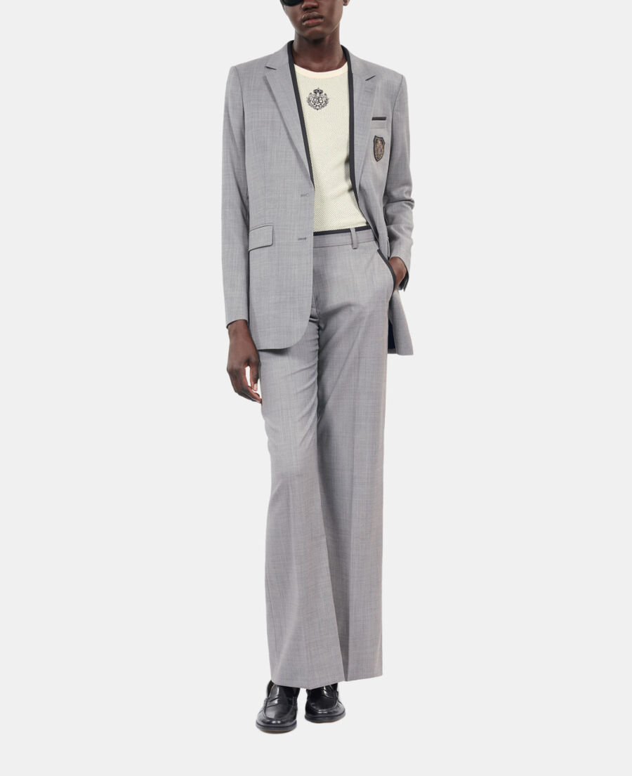 The Kooples F BEIGE MELANGE taupe wool suit jacket