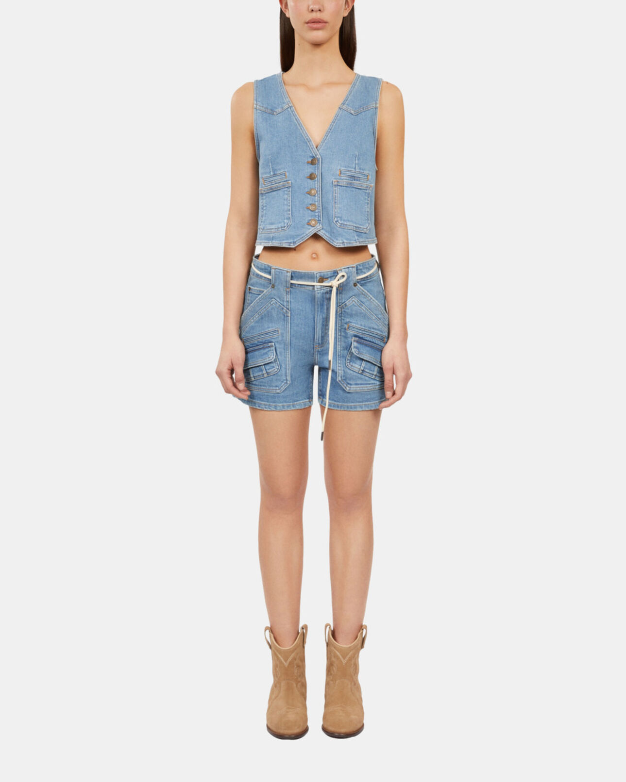 The Kooples MUJER BLUE chaleco azul denim