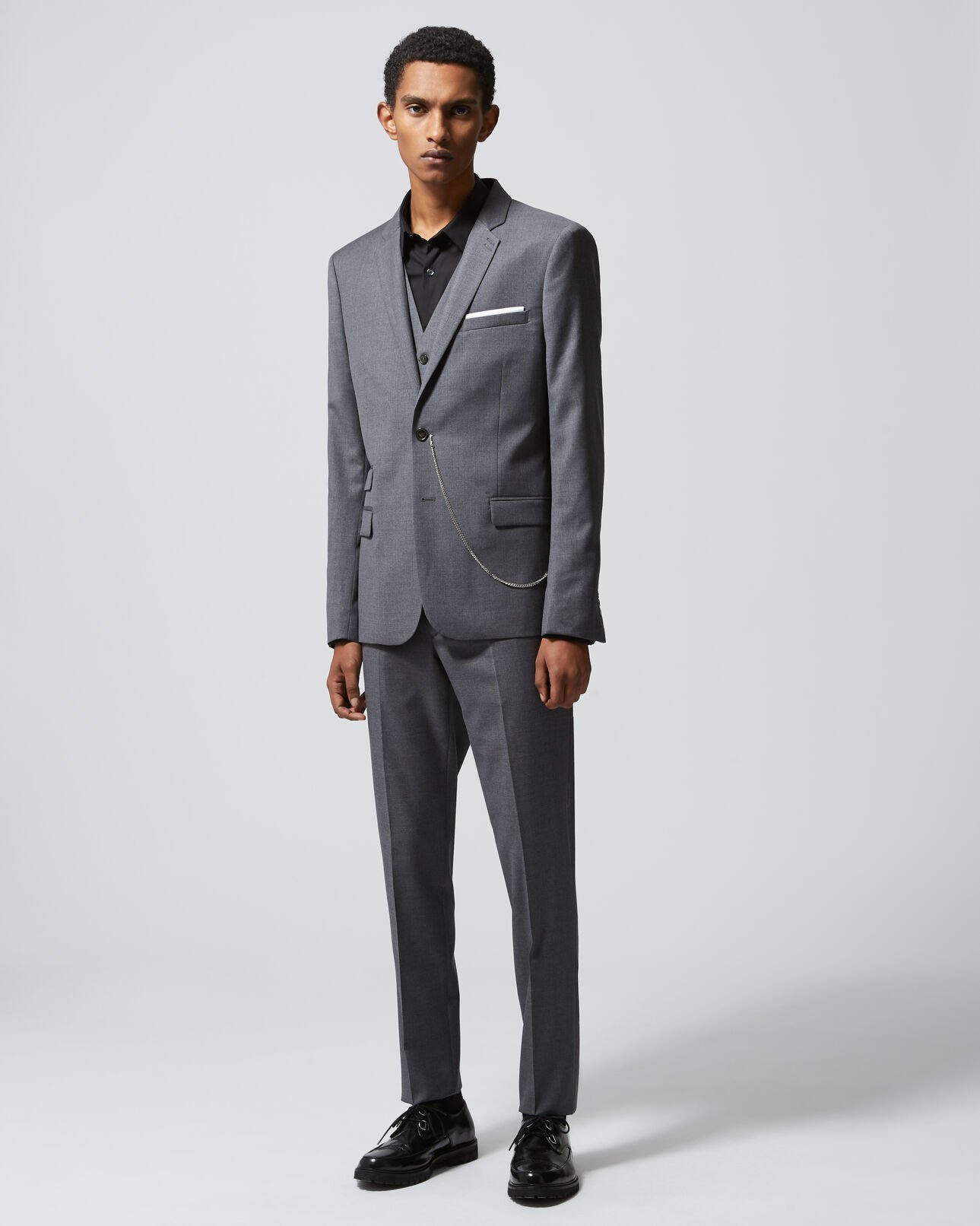The Kooples HOMME GREY veste de costume grise à revers cranté