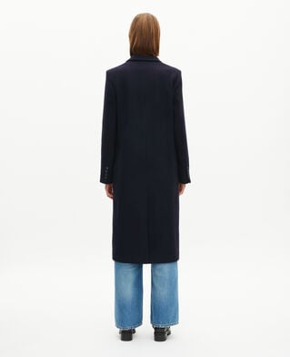 The Kooples F NAVY long double-breasted coat in navy wool