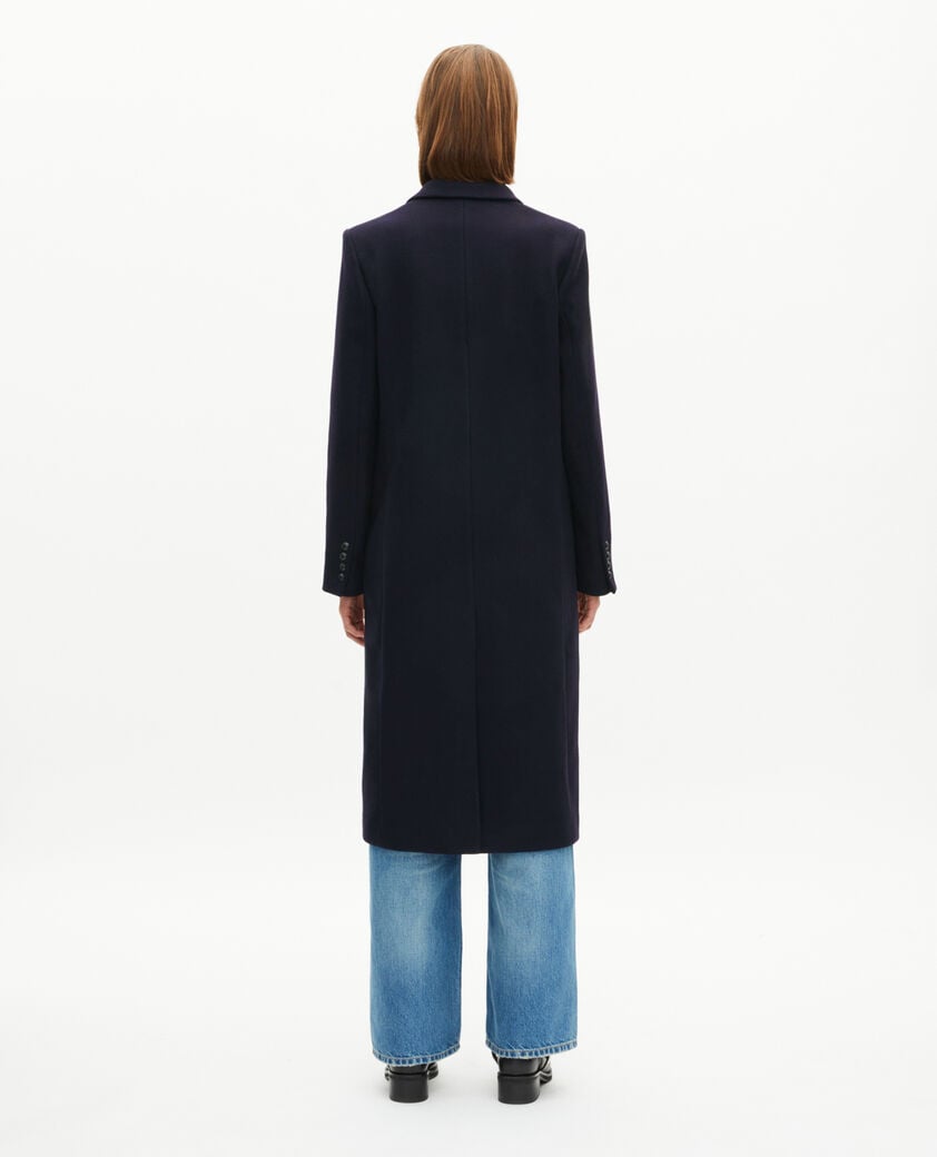 The Kooples F NAVY long double-breasted coat in navy wool