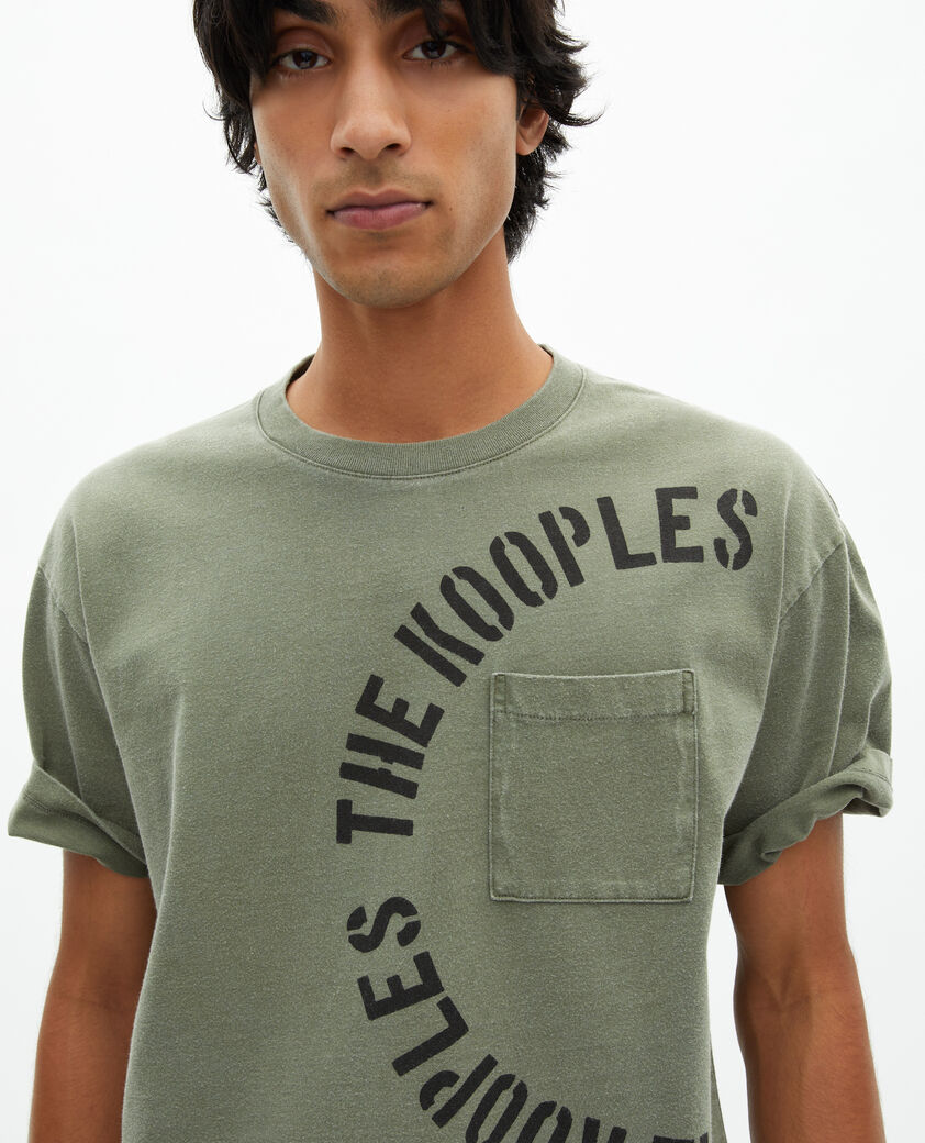 The Kooples MEN KAKI t-shirt with khaki screen print