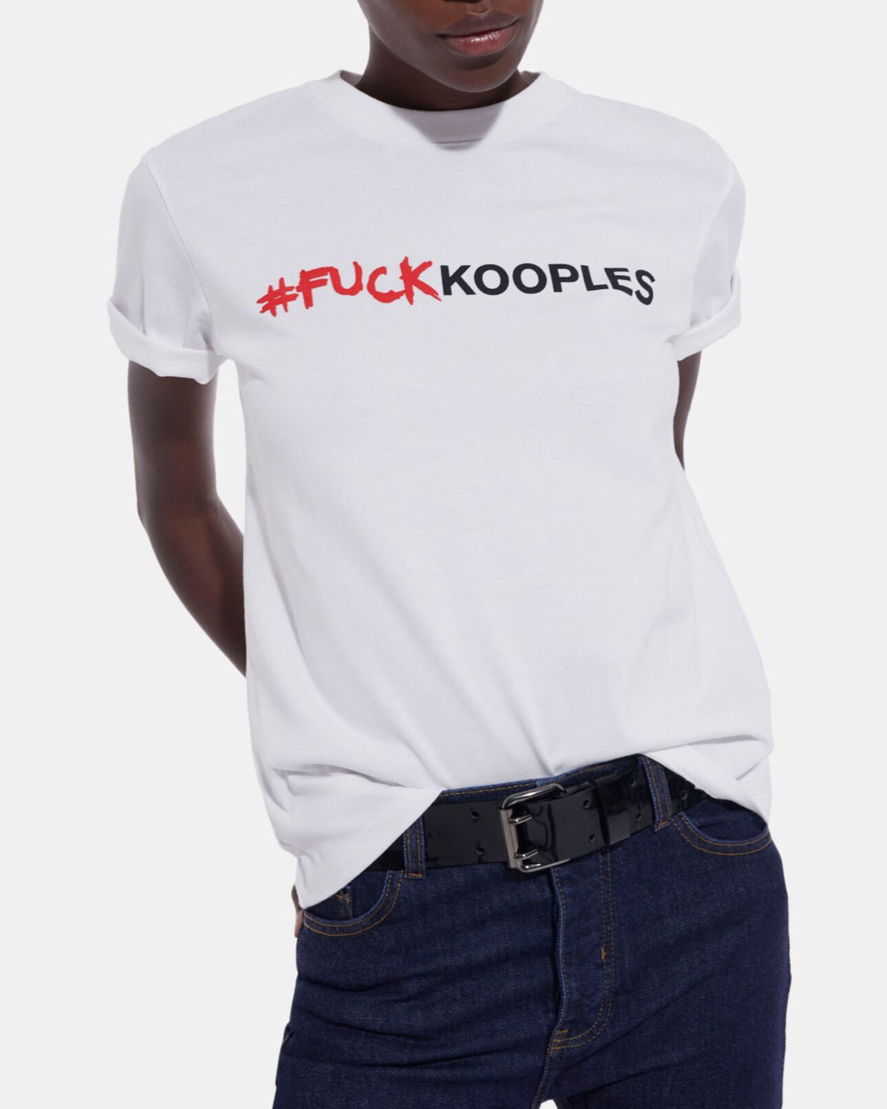 The Kooples WOMEN SNOW WHITE white t-shirt with logo