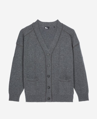 The Kooples WOMEN ANTHRACITE MELANGE grey cashmere cardigan