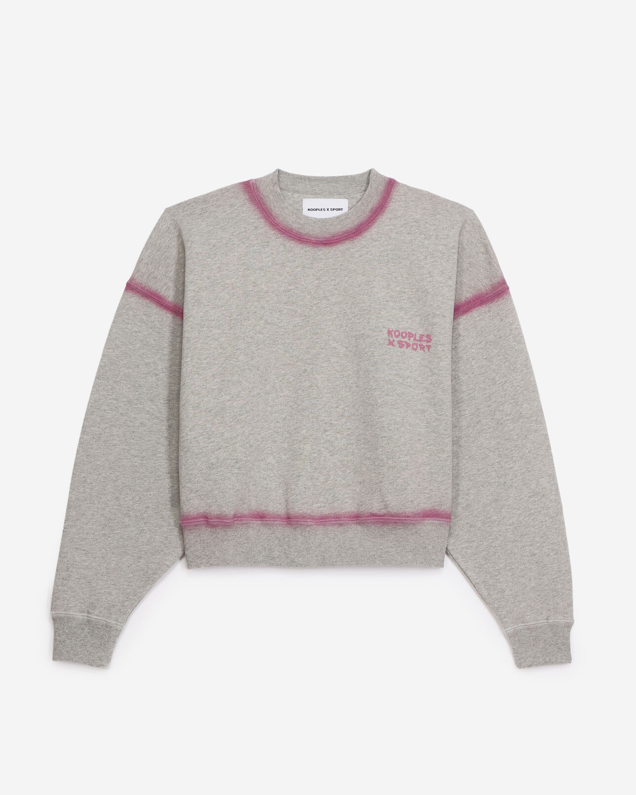 The Kooples WOMEN LIGHT GREY MELANGE gray sweatshirt with pink details and fading