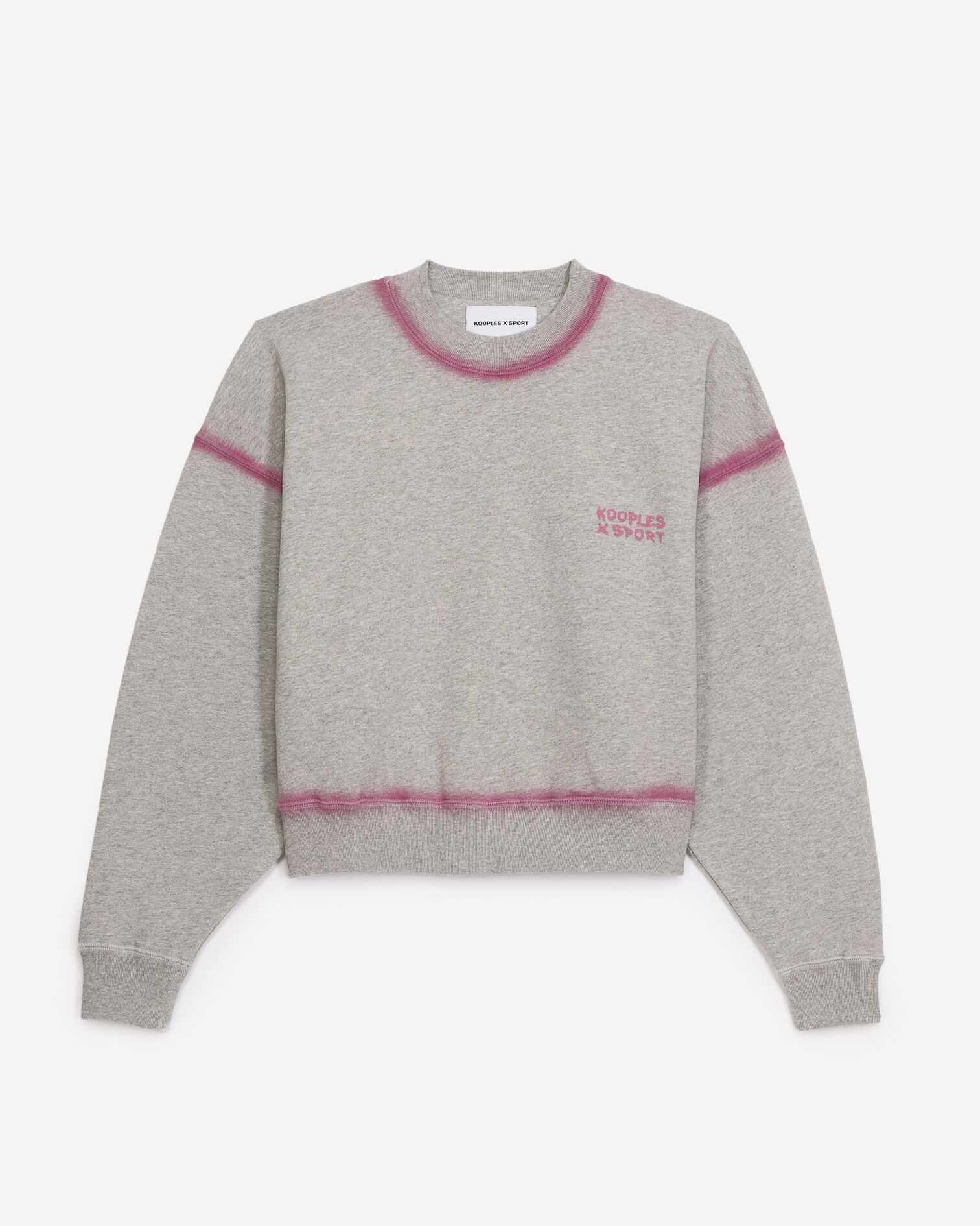 Gray sweatshirt with pink details and fading, LIGHT GREY MELANGE, hi-res image number null