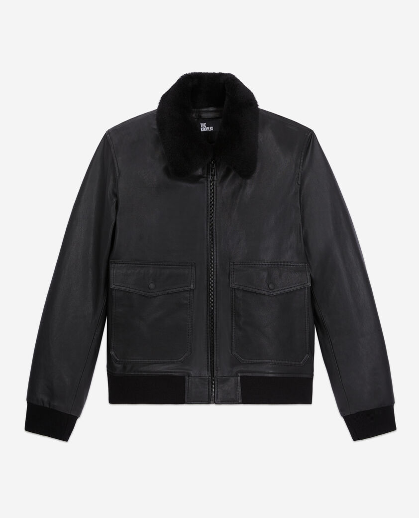 The Kooples HERREN BLACK schwarze bomberjacke aus leder