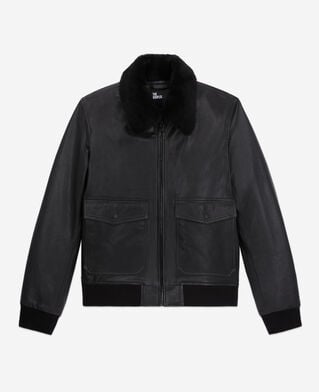 The Kooples HERREN BLACK schwarze bomberjacke aus leder