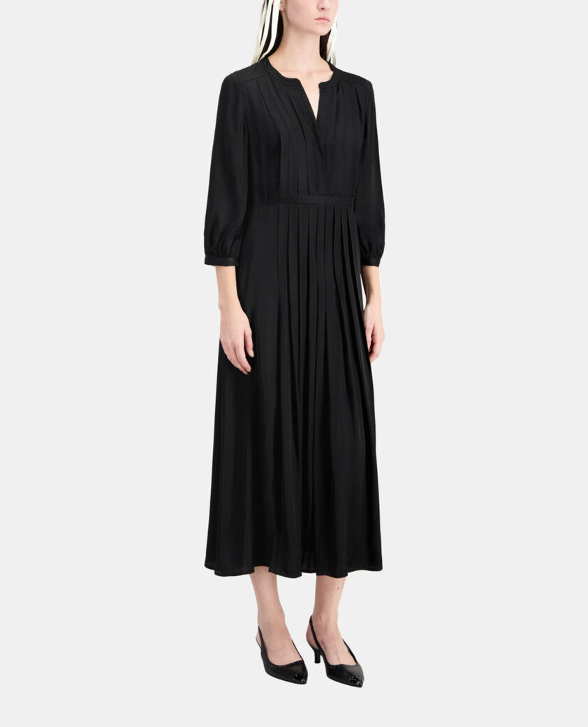 The Kooples WOMEN BLACK long black dress with pleating