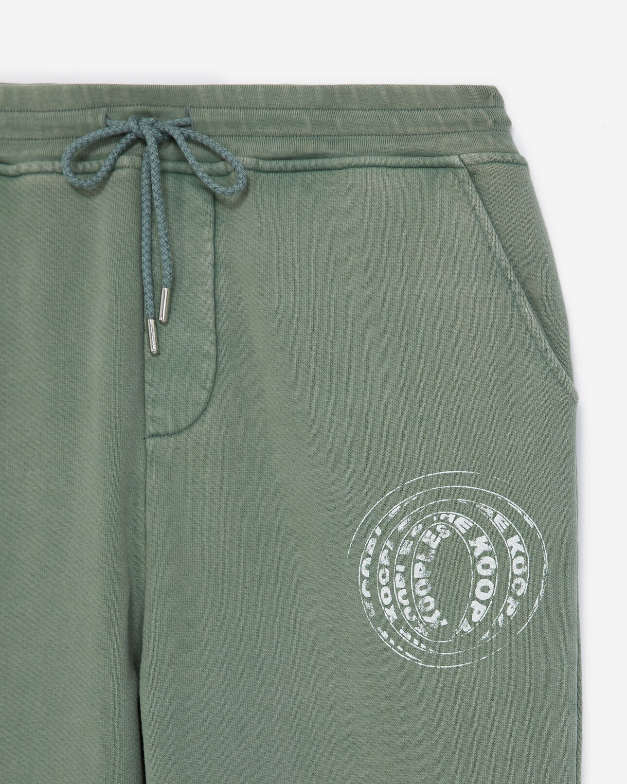 The Kooples MEN MIDDLE GREEN faded green joggers with stretch waist