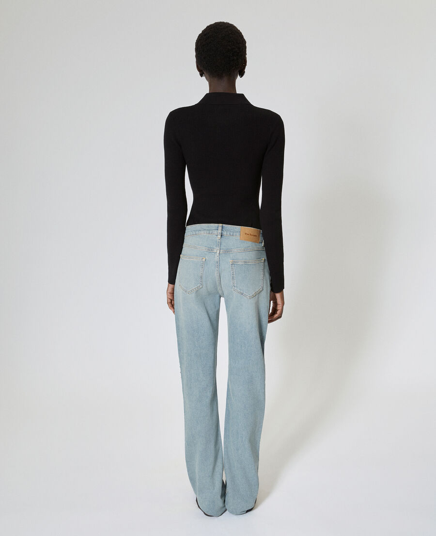 The Kooples FEMME BABY BLUE jean slim long avec studs bleu