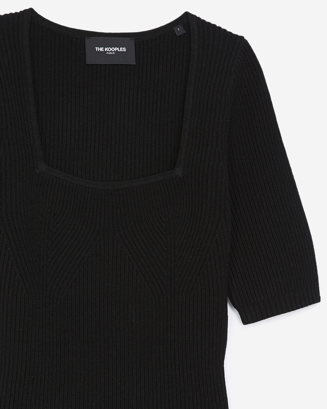 The Kooples FEMME BLACK pull maille fine noire à encolure carrée