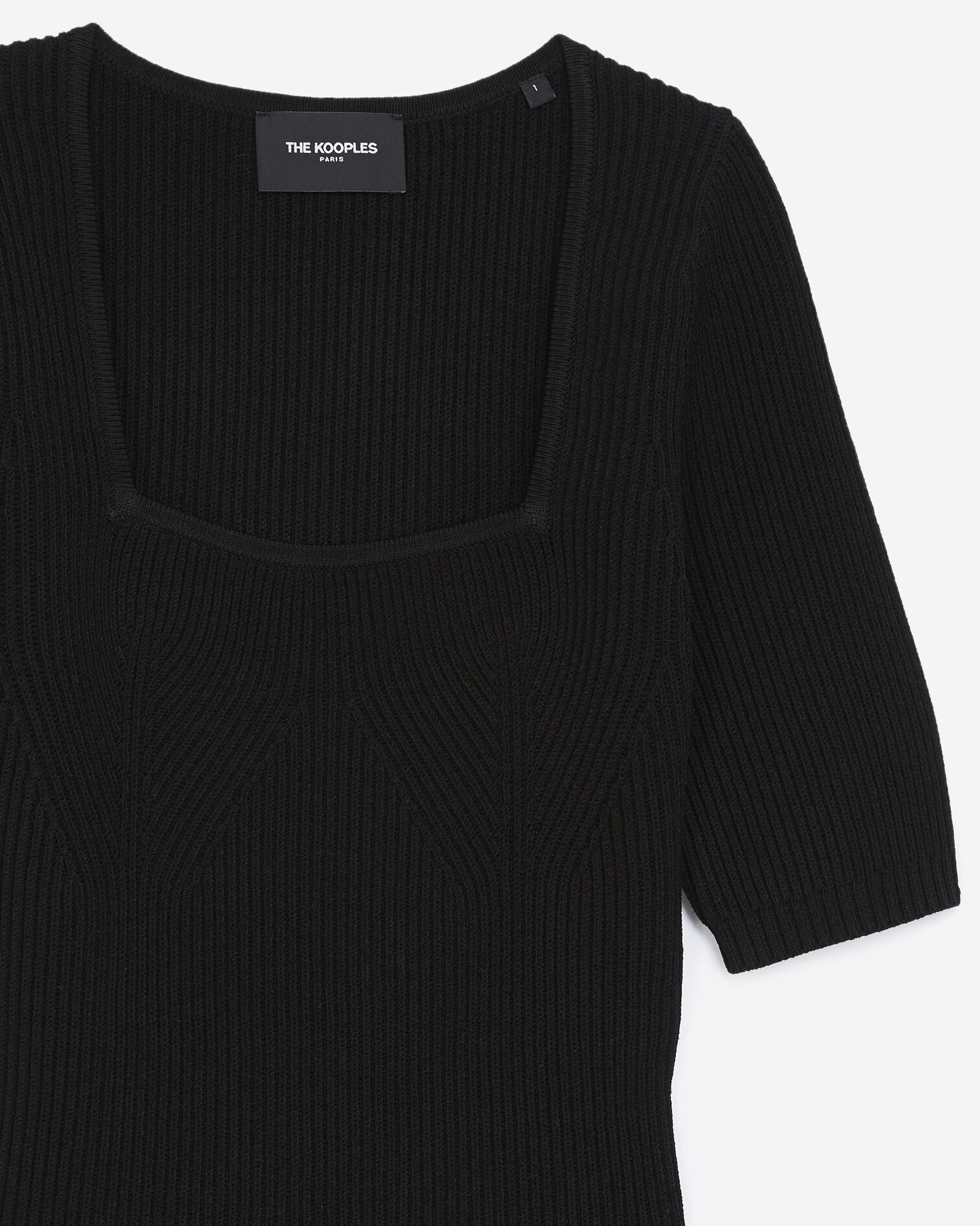 Pull maille fine noire à encolure carrée, BLACK, hi-res image number null