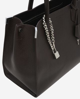 The Kooples DAMEN BROWN ming l einkaufstasche aus braunem, genarbtem leder