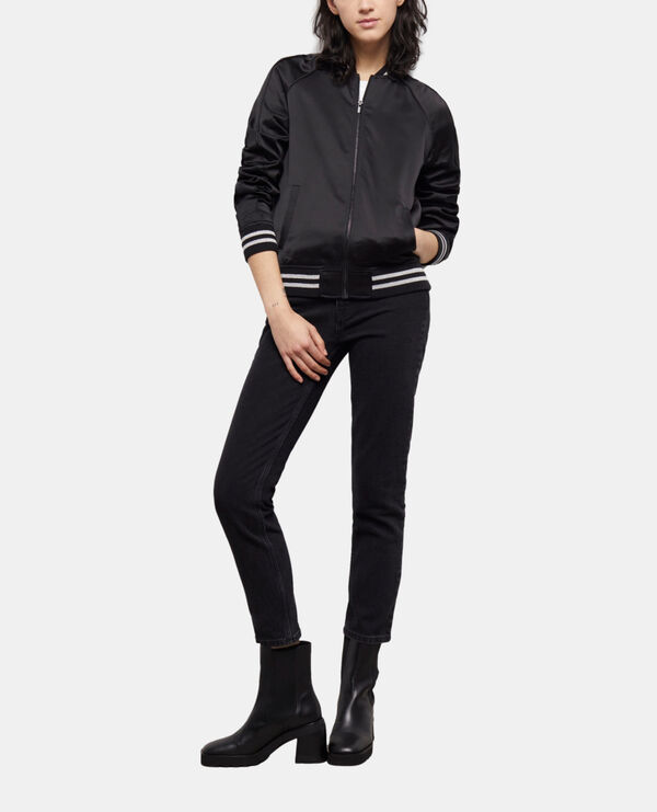 black satin zipped sweatshirt