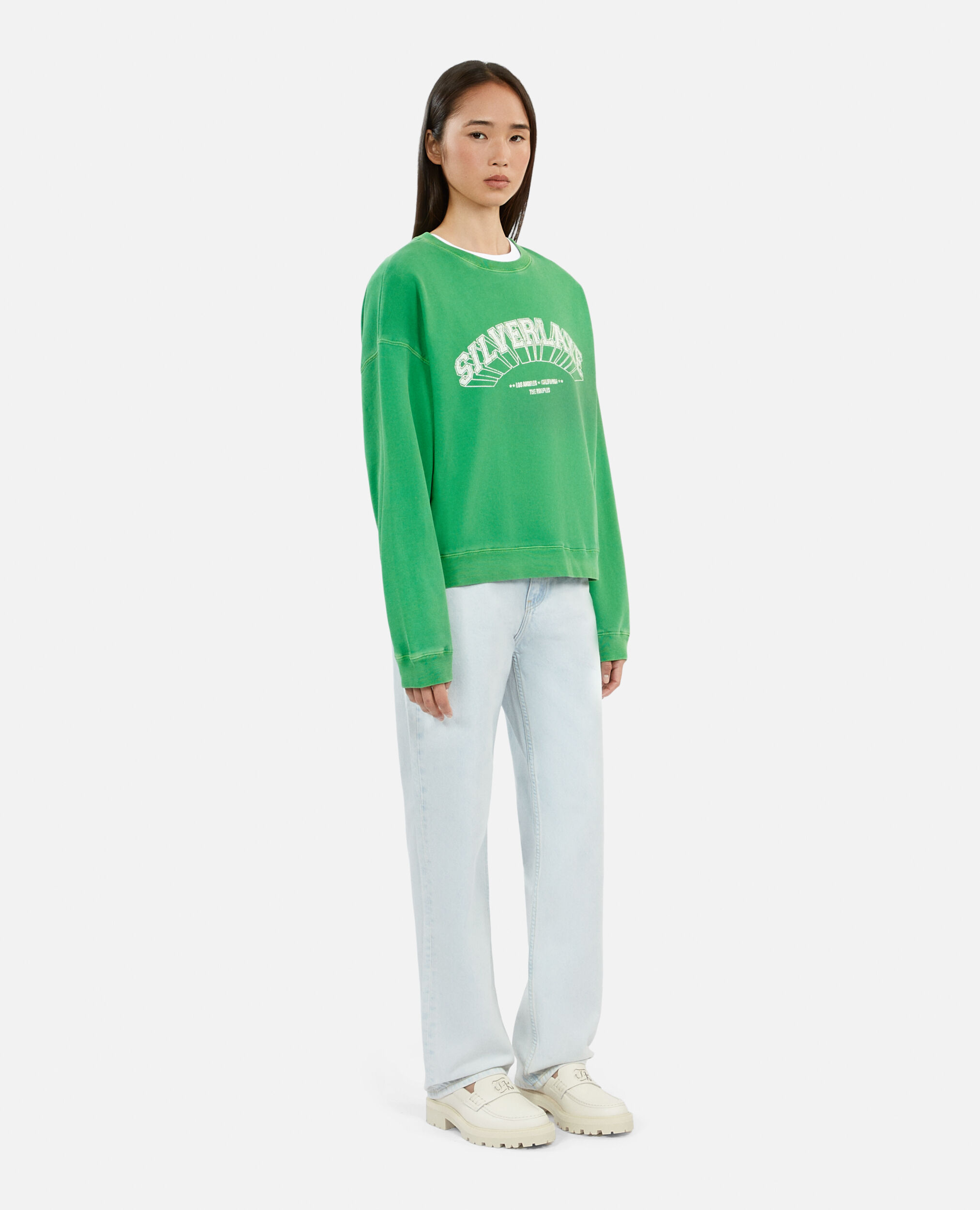 Green sweatshirt with Silverlake serigraphy, GREEN, hi-res image number null