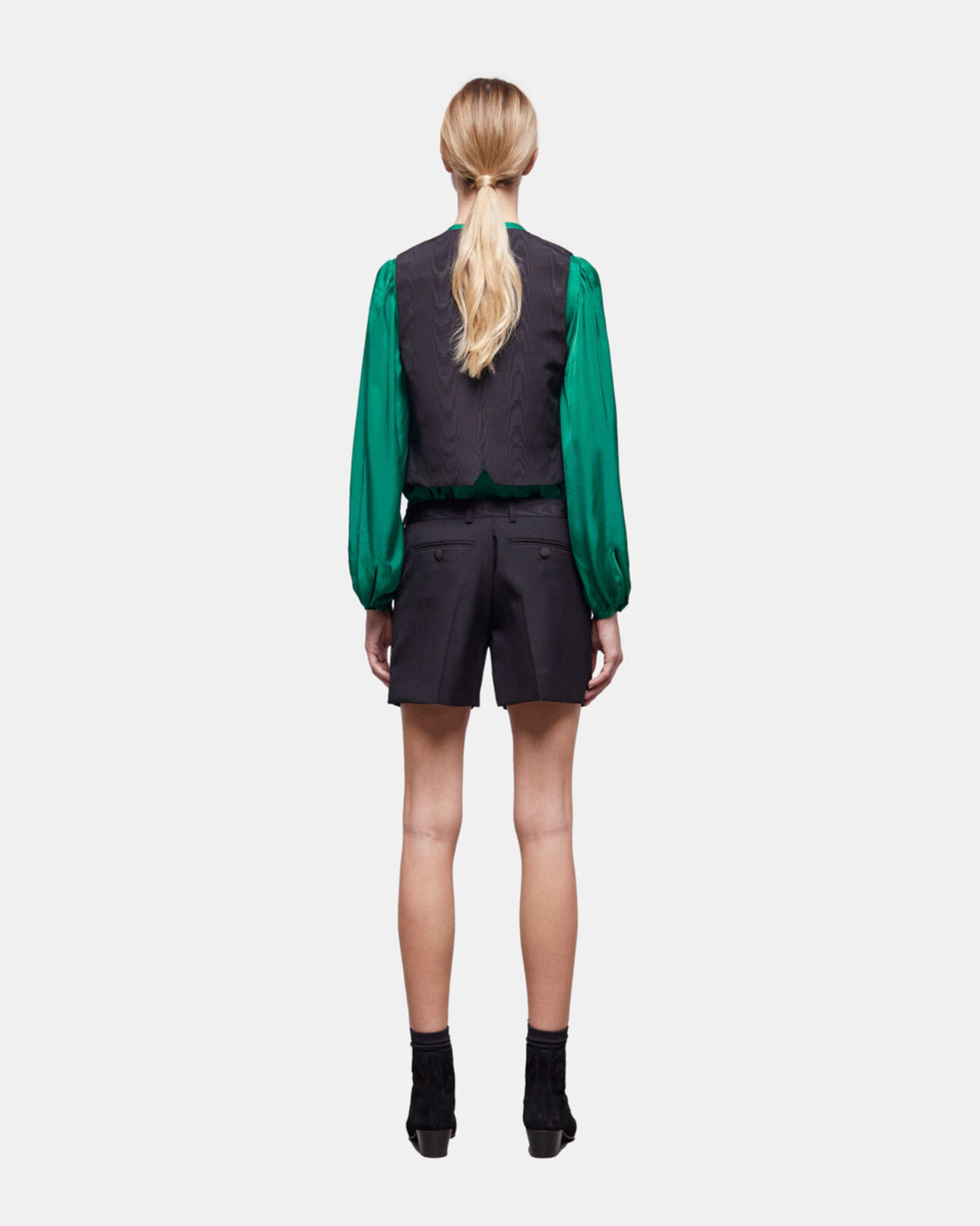 The Kooples WOMEN BLACK WHITE black wool suit vest
