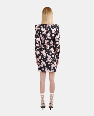 The Kooples WOMEN BLACK / PINK long printed dress with draping