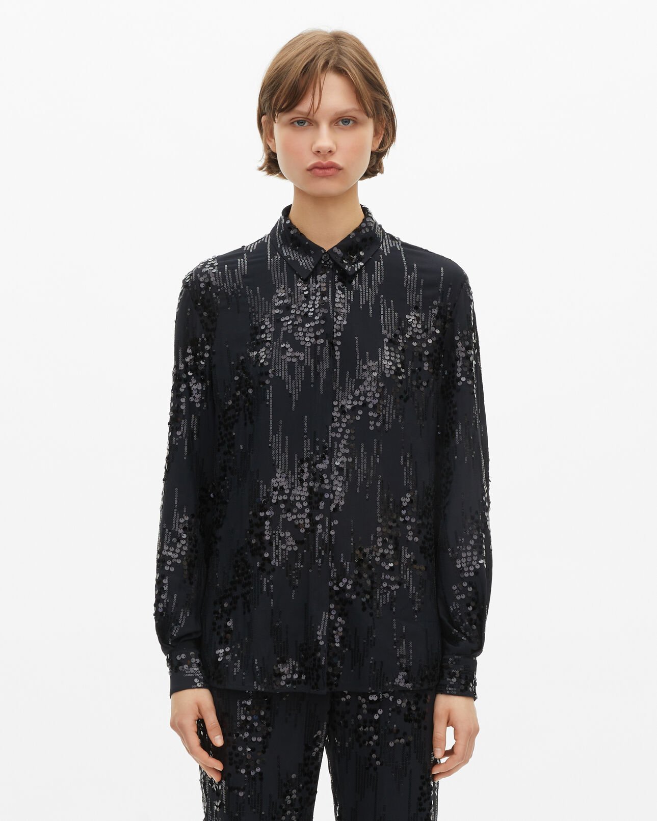 The Kooples FEMME BLACK chemise à sequins noire