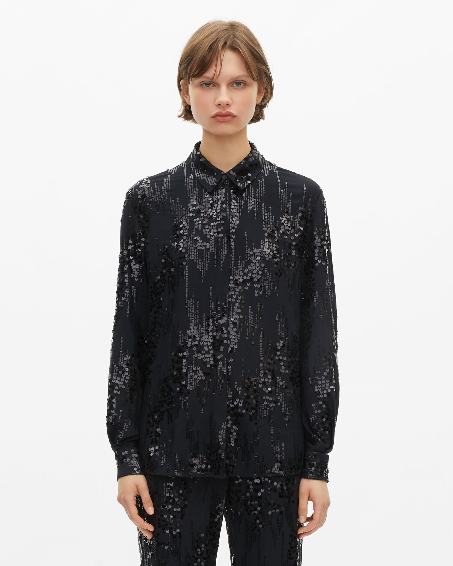 Chemise à sequins noire, BLACK, hi-res image number null