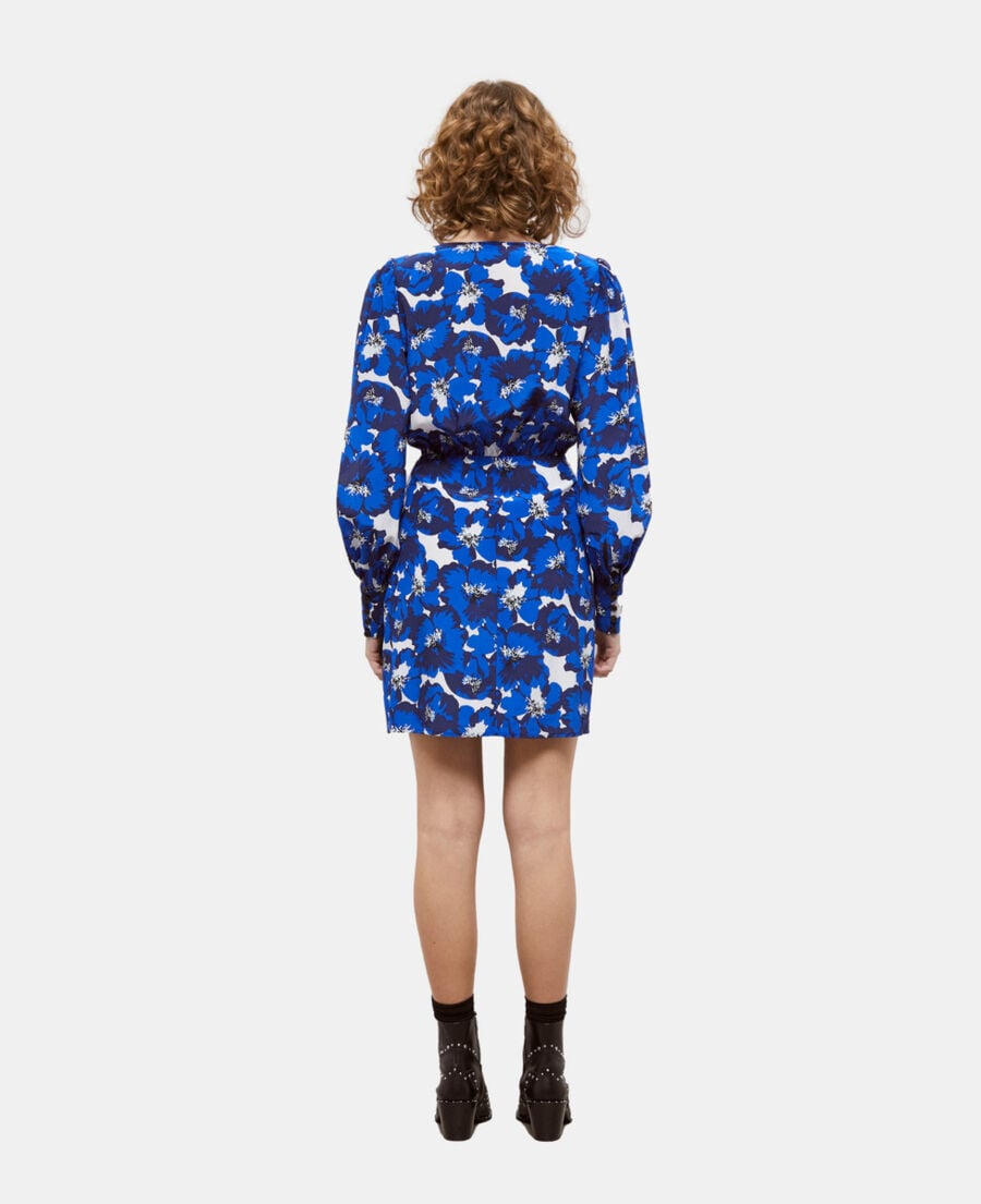 The Kooples WOMEN BLUE short printed silk wrap dress