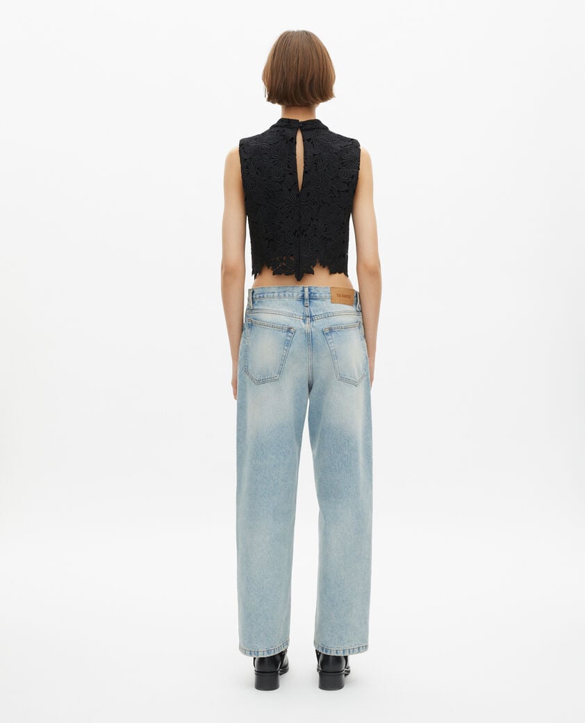The Kooples F BLACK black lace crop top