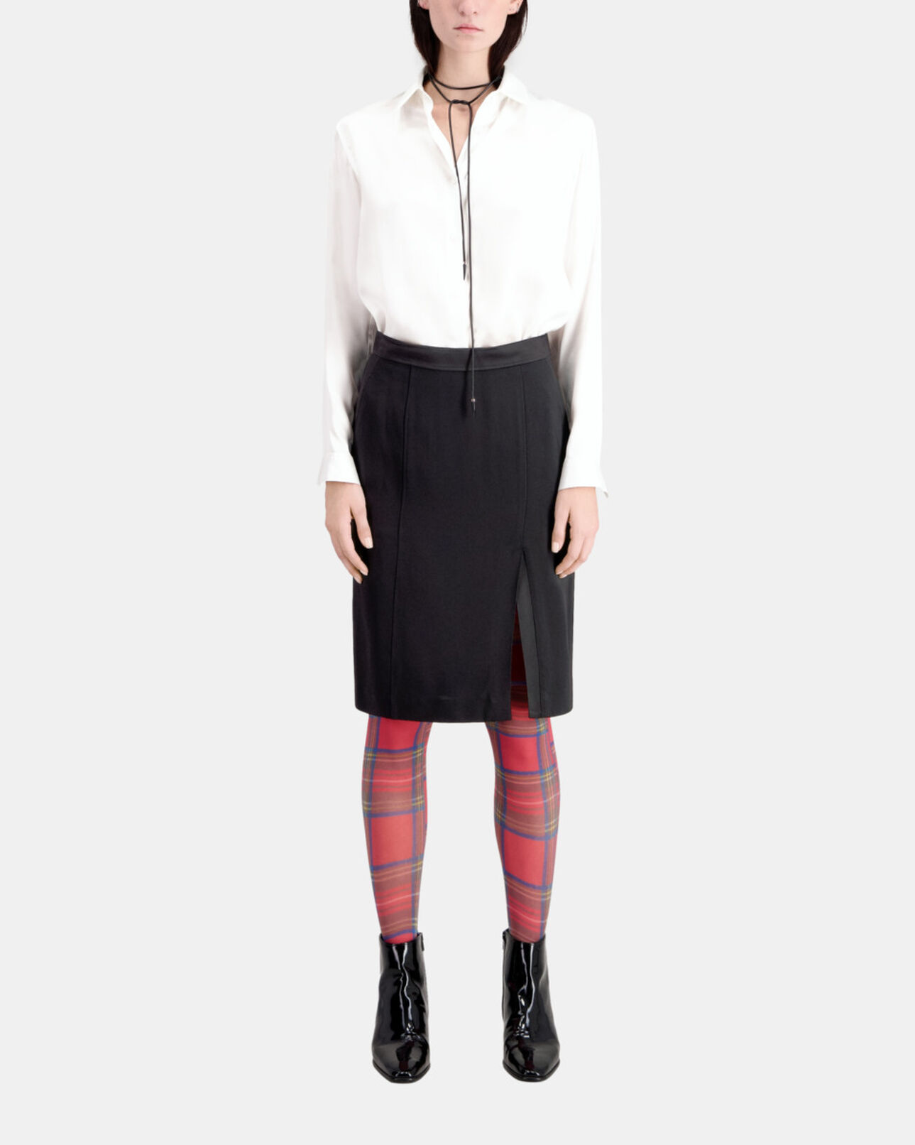 The Kooples WOMEN BLACK black midi pencil skirt