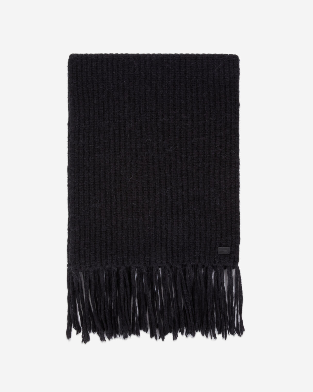 The Kooples WOMEN BLACK black ribbed wool-blend scarf
