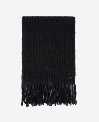 The Kooples F BLACK black ribbed wool-blend scarf