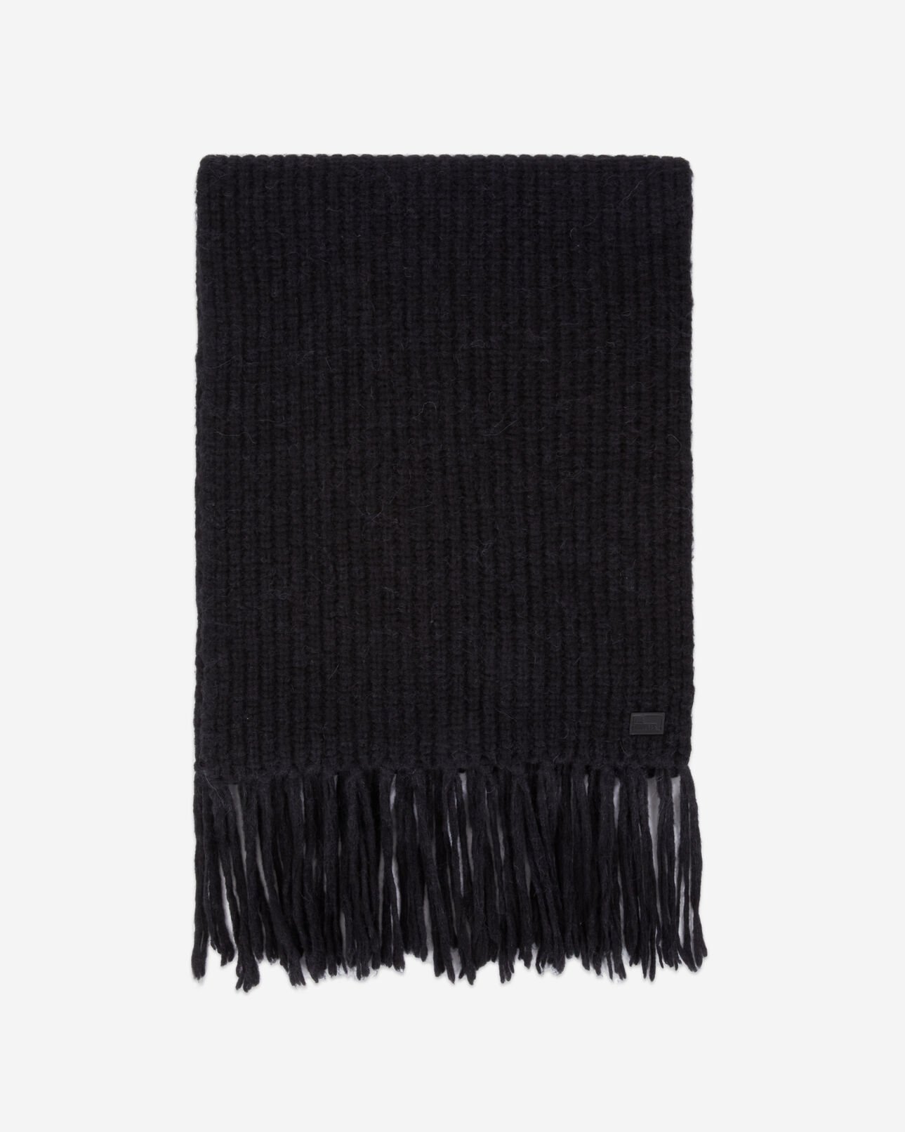 The Kooples FEMME BLACK echarpe noire en mélange de laine côtelé