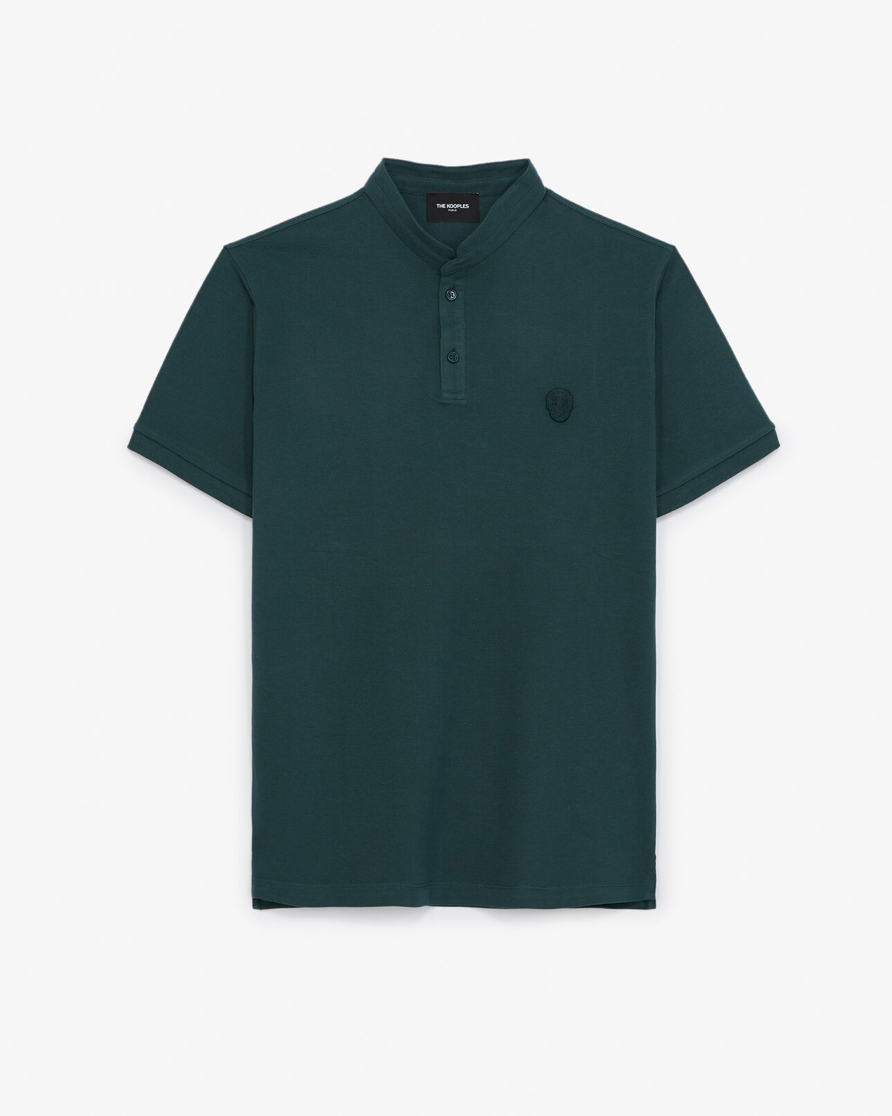 The Kooples HOMME DARK GREEN polo vert foncé col officier à badge