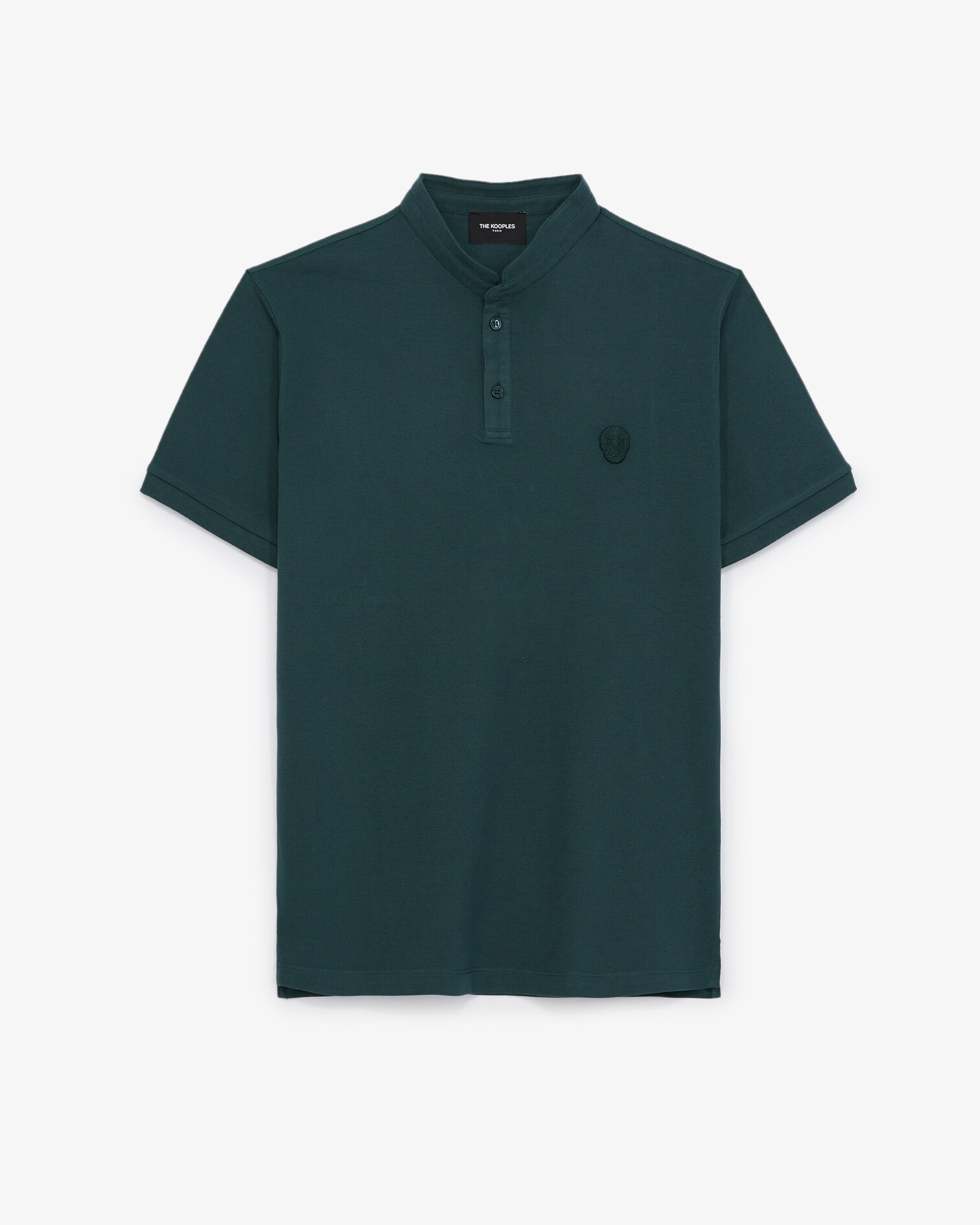 Polo vert foncé col officier à badge, DARK GREEN, hi-res image number null