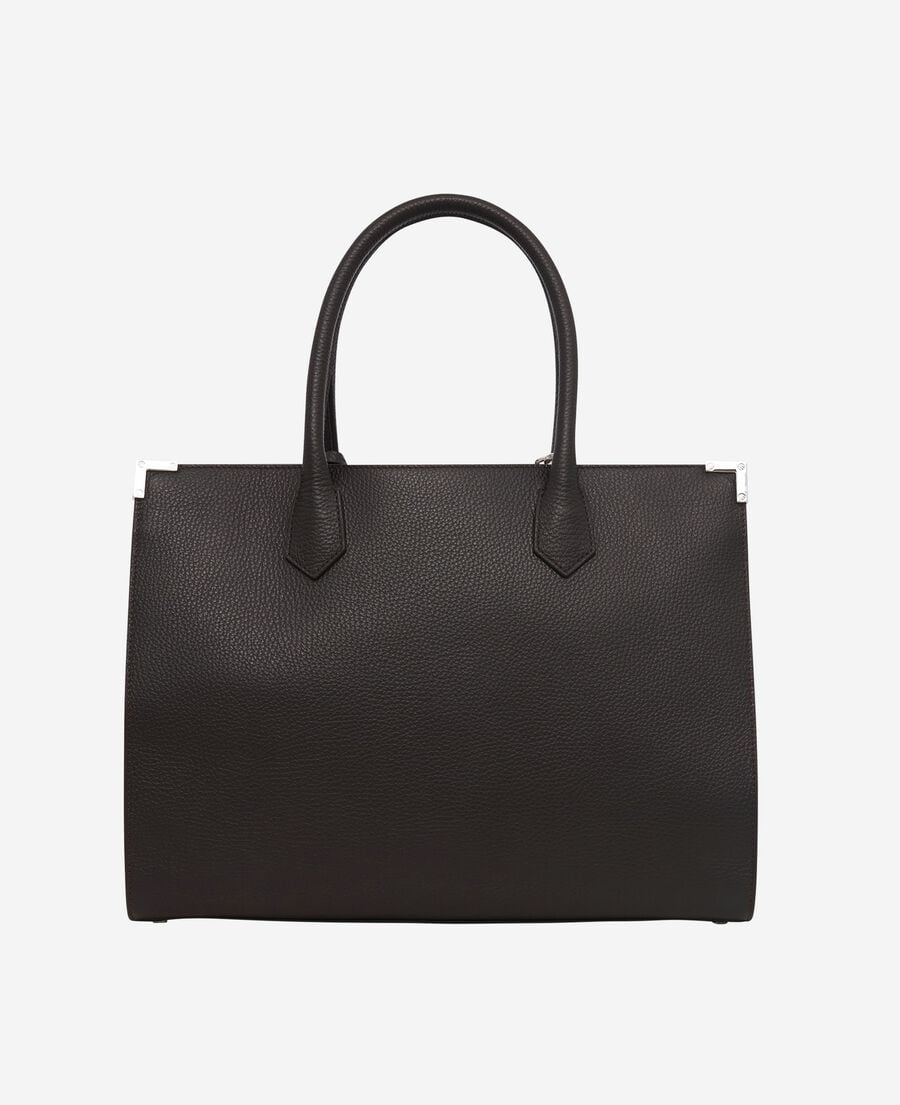 The Kooples DAMEN BROWN ming l einkaufstasche aus braunem, genarbtem leder