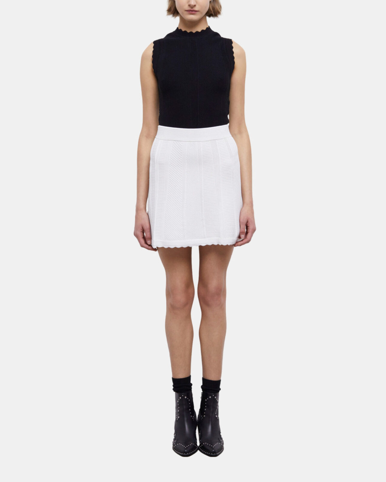The Kooples FEMME WHITE jupe courte blanche en maille