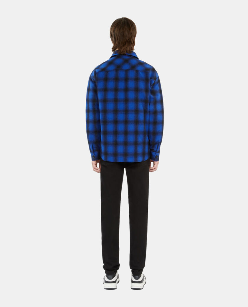 The Kooples HOMME BLUE BLACK blouson type surchemise à carreaux