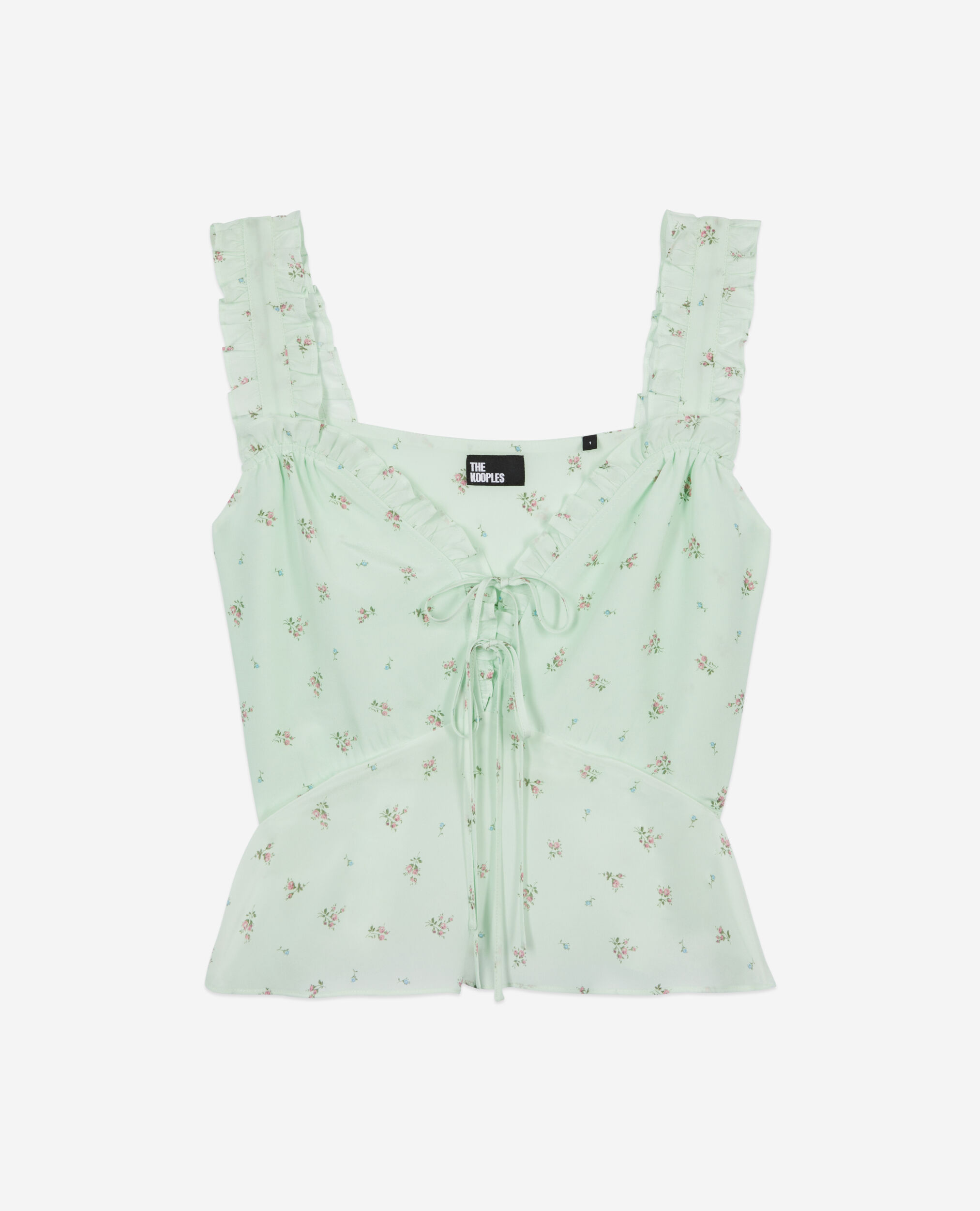 Printed top with ruffles, GREEN, hi-res image number null