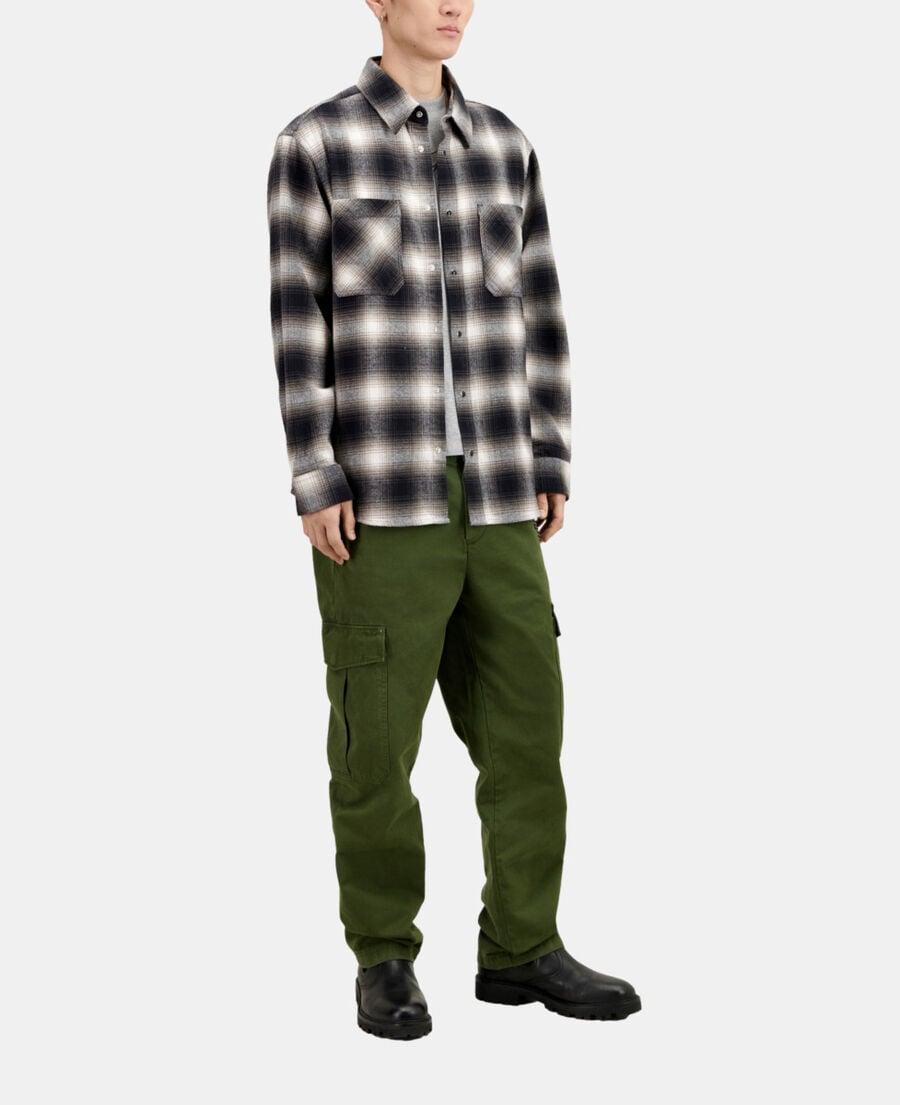 The Kooples HOMME BLACK GREY surchemise à carreaux noirs et blancs