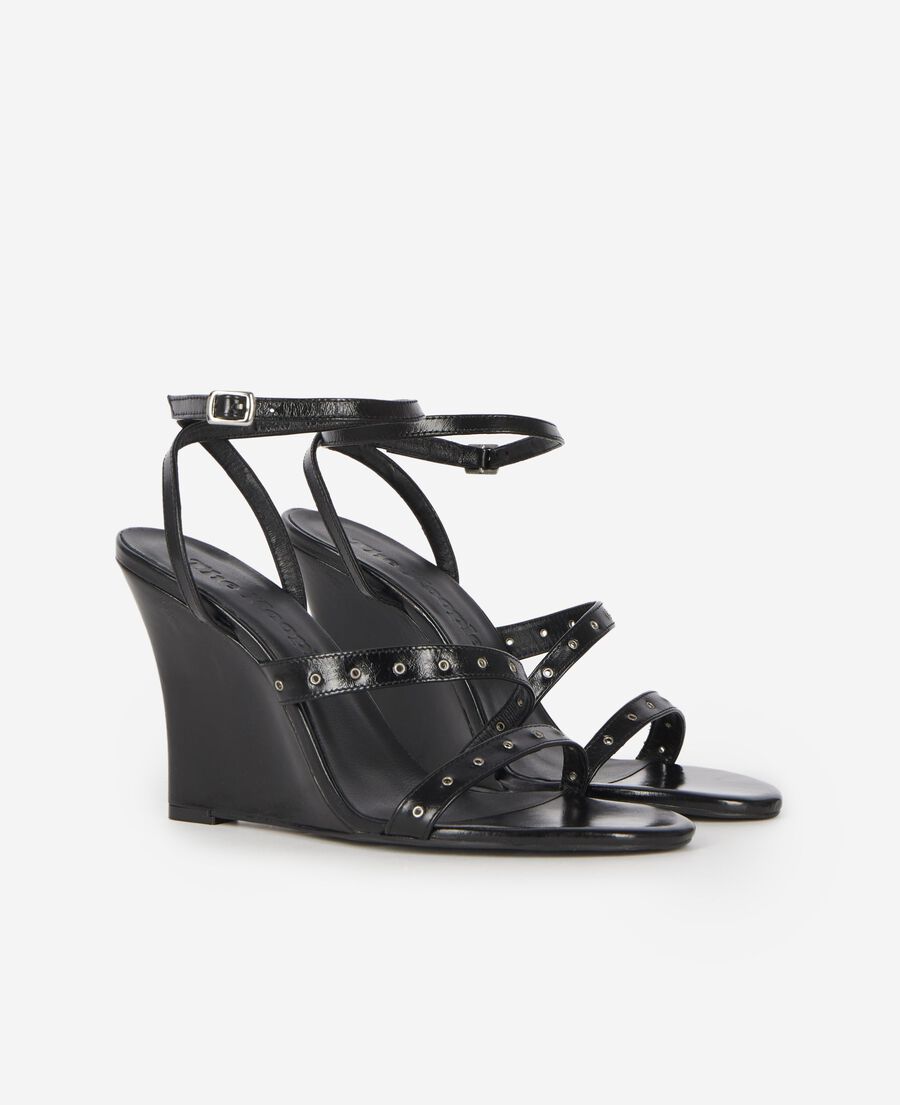 The Kooples F BLACK wedge-heeled sandals with black studs