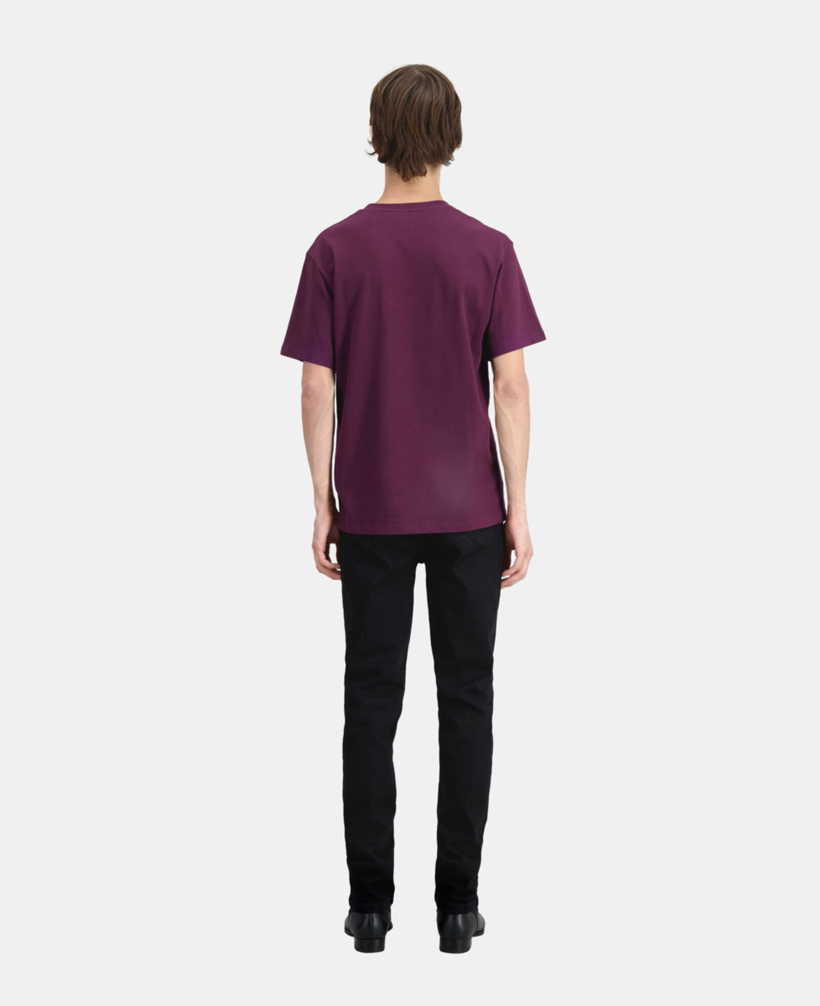The Kooples MEN BORDEAUX men's burgundy t-shirt with flower embroidery
