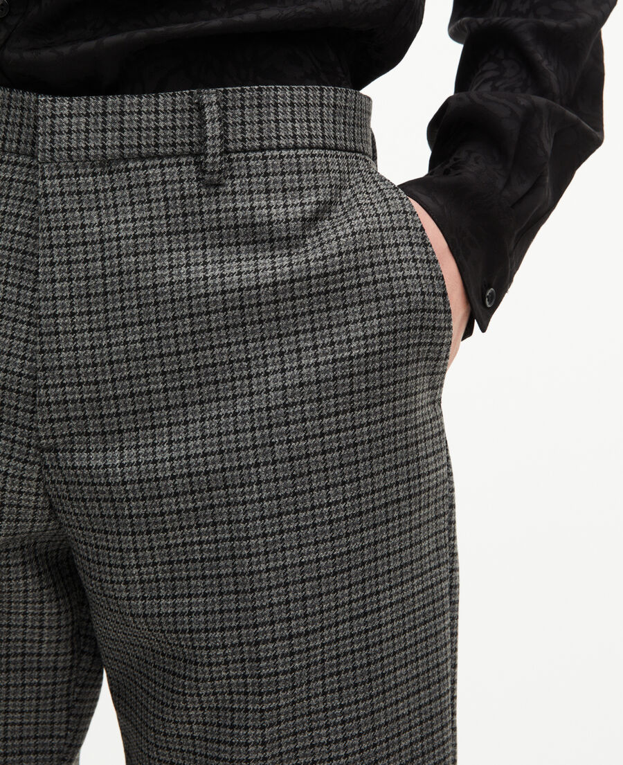 The Kooples HERREN GREY gerade anzughose in hahnentrittoptik in schwarz und grau