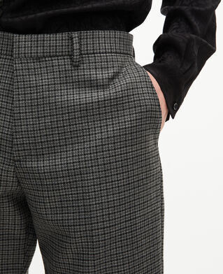 The Kooples HERREN GREY gerade anzughose in hahnentrittoptik in schwarz und grau